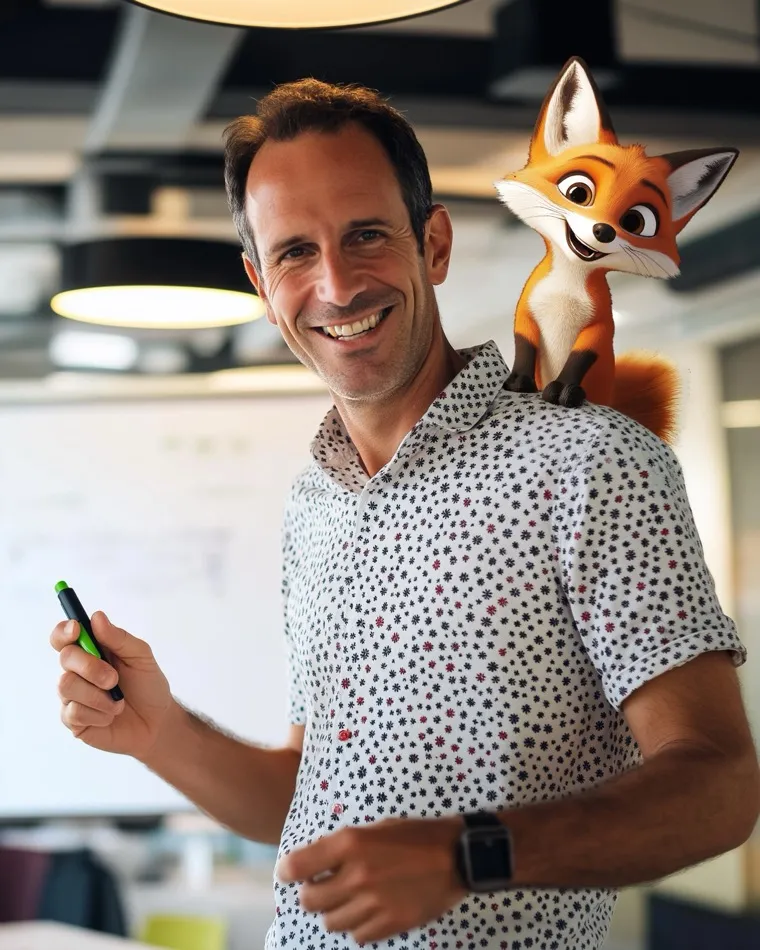 Profesor con el zorro de Candosa