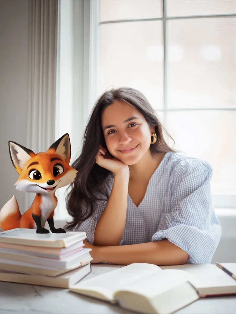 Escritora con el zorro de Candosa